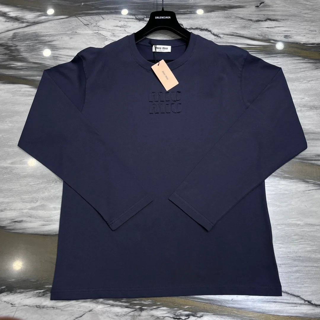 미우미우 로고 장식 코튼 블루