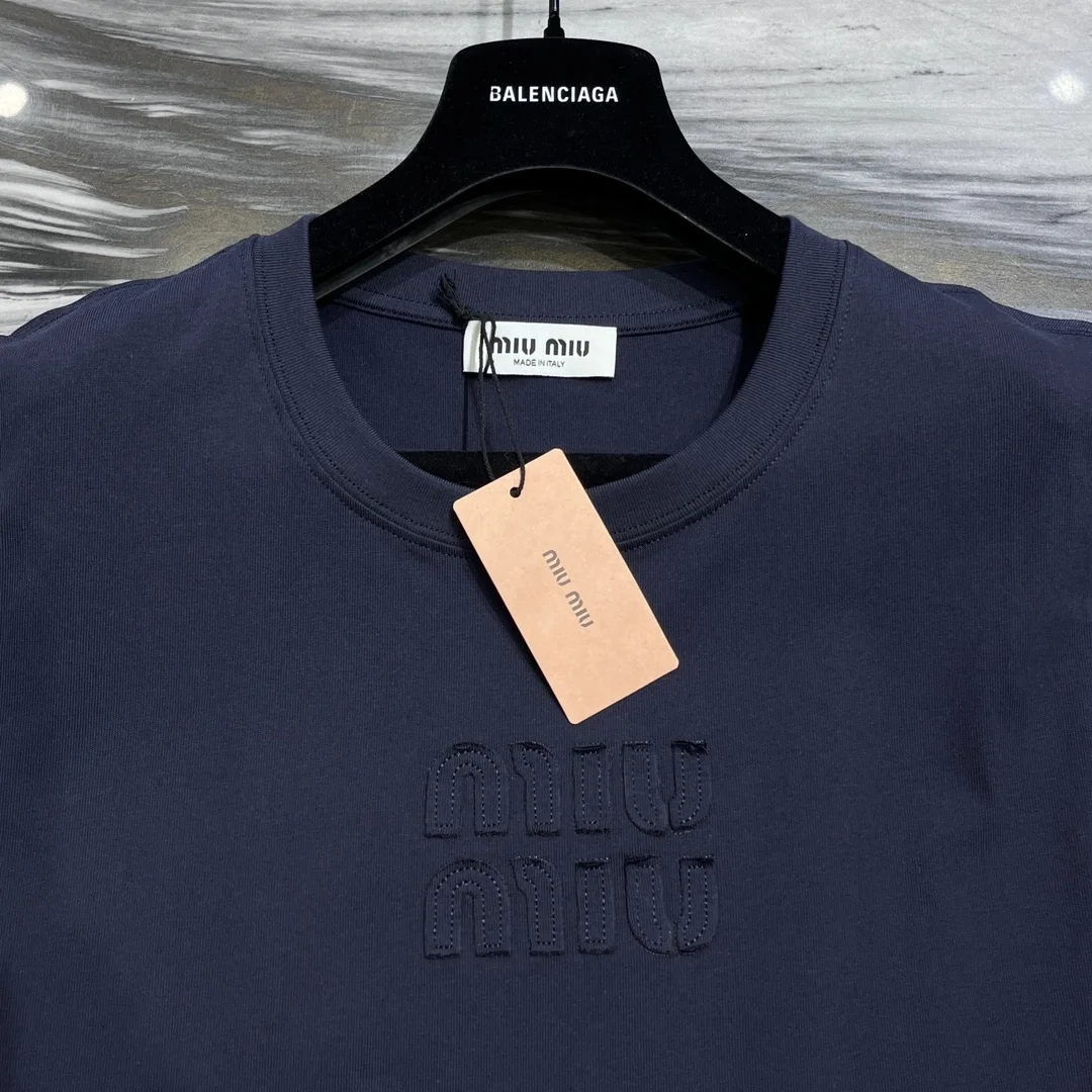 미우미우 로고 장식 코튼 블루