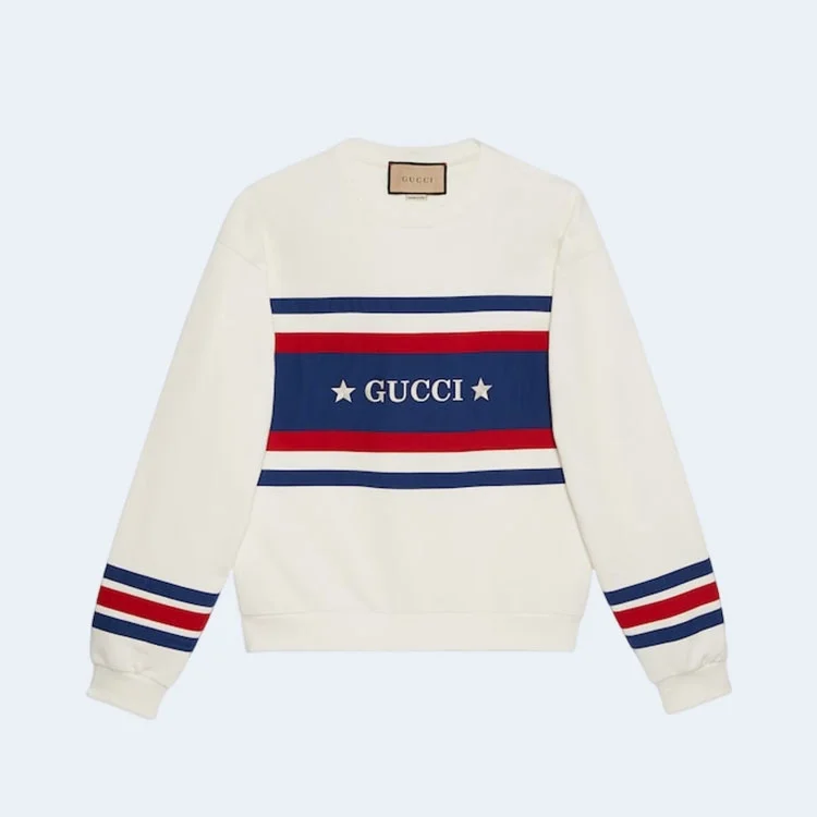 구찌 자수 디테일 코튼 저지 맨투맨