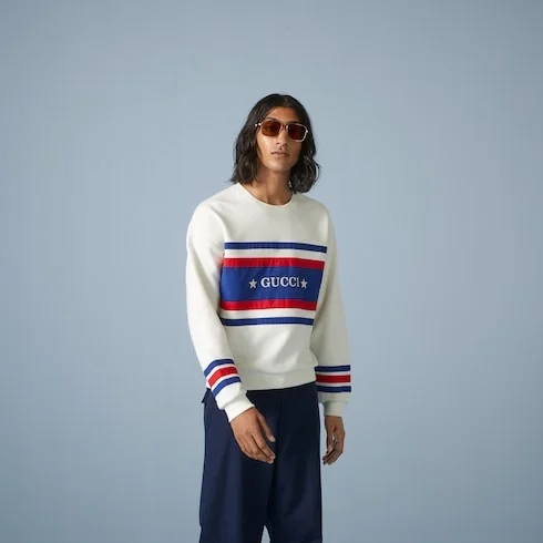 구찌 자수 디테일 코튼 저지 맨투맨