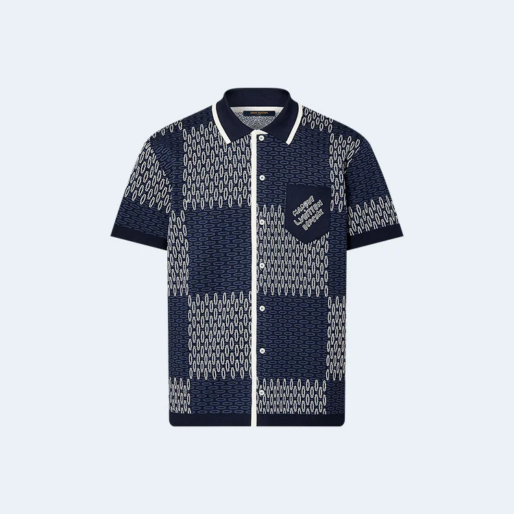 루이비통 다미에 자카드 쇼트 슬리브드 코튼 저지 쇼츠 1AFXS1