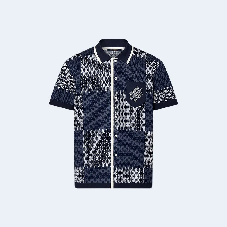 루이비통 다미에 자카드 쇼트 슬리브드 코튼 저지 쇼츠 1AFXS1