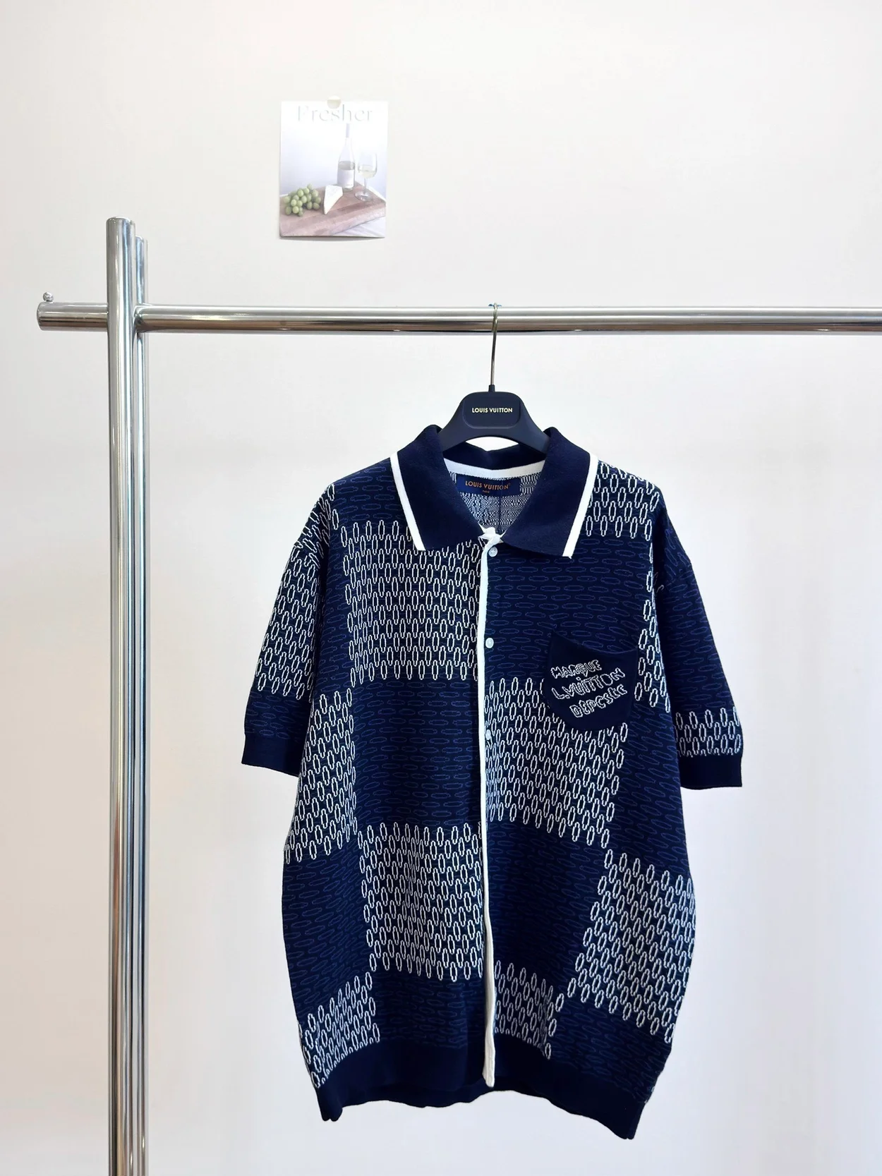 루이비통 다미에 자카드 쇼트 슬리브드 코튼 저지 쇼츠 1AFXS1