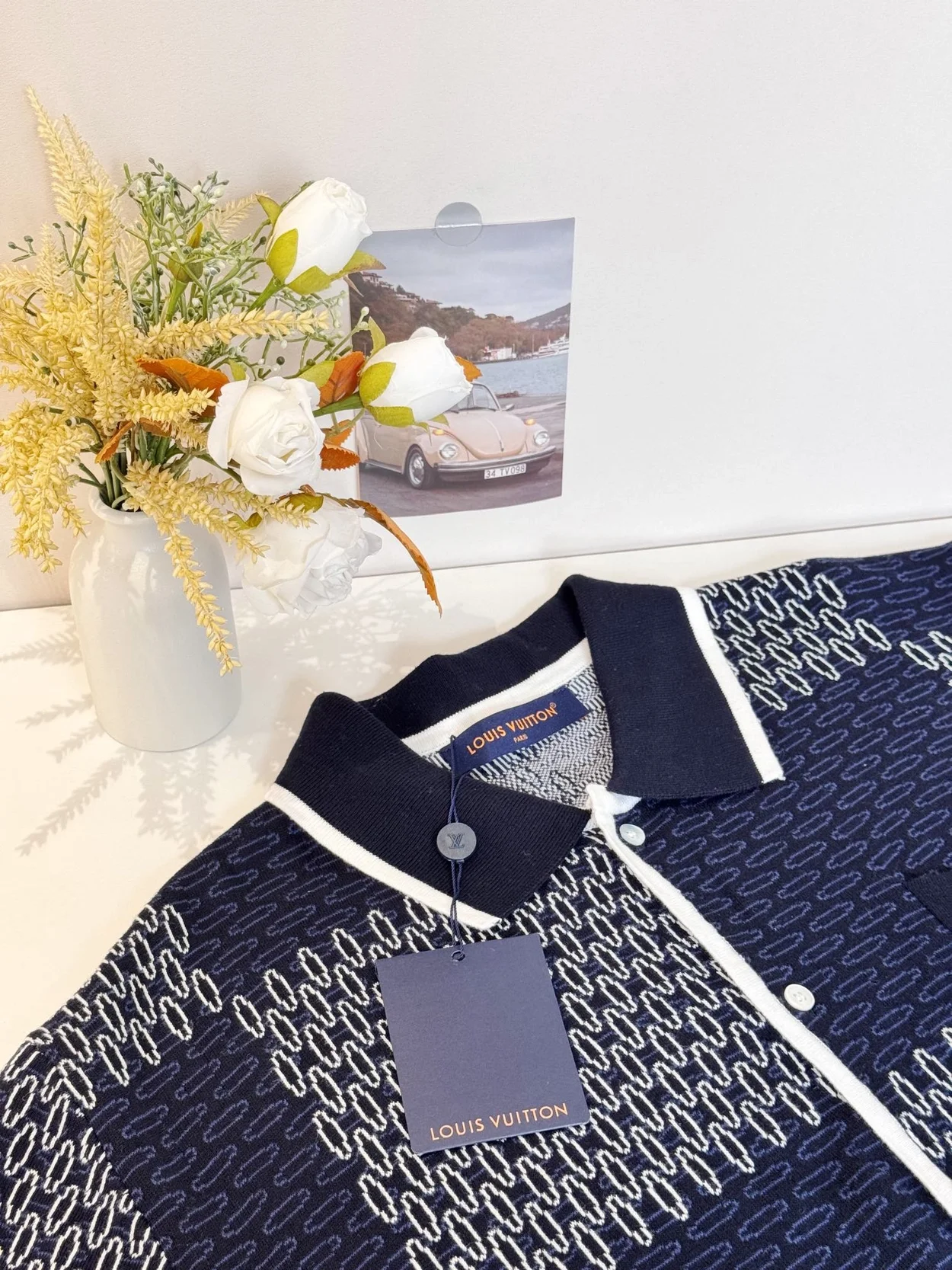 루이비통 다미에 자카드 쇼트 슬리브드 코튼 저지 쇼츠 1AFXS1