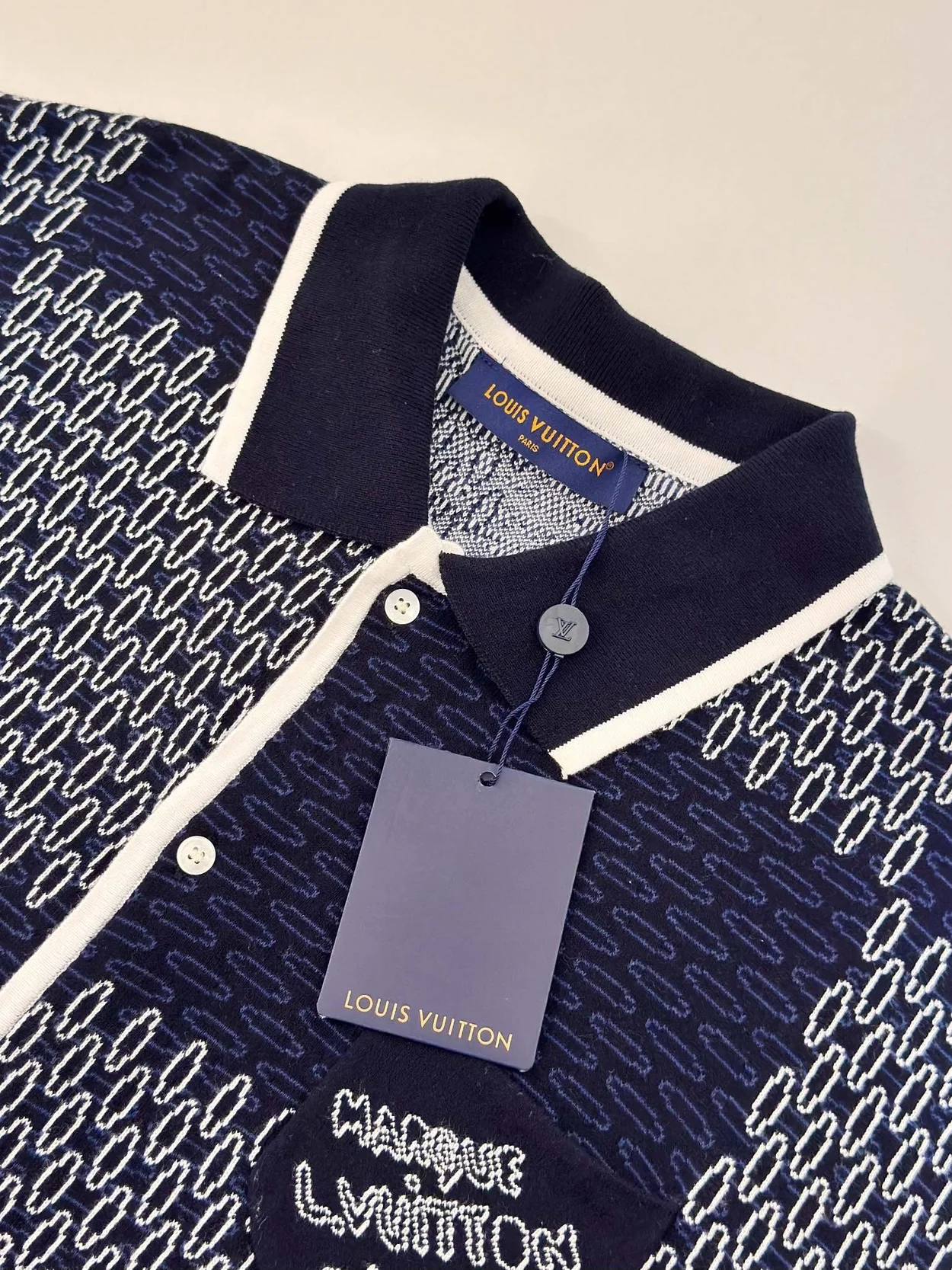 루이비통 다미에 자카드 쇼트 슬리브드 코튼 저지 쇼츠 1AFXS1