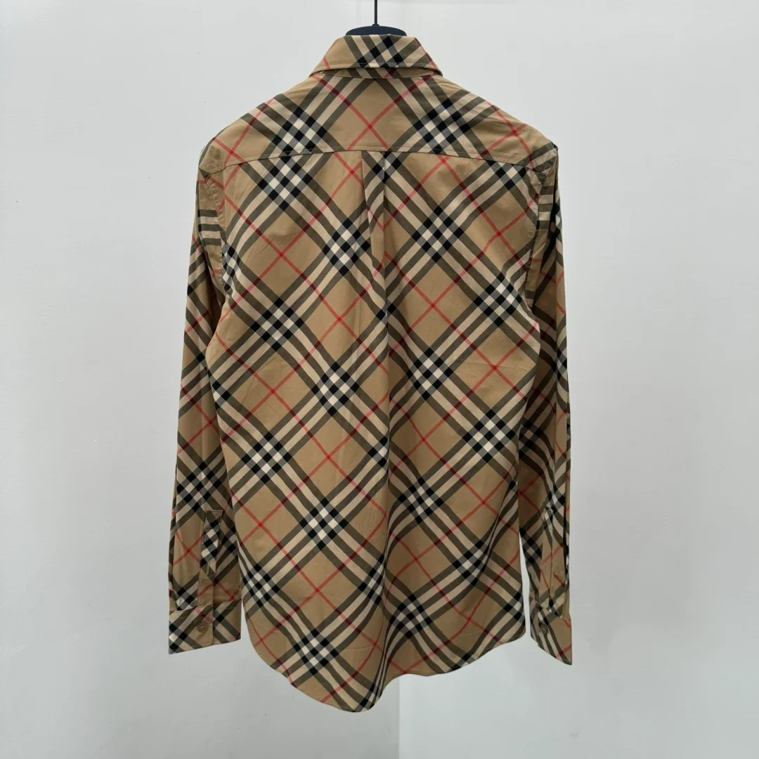 버버리 슬림 핏 체크 코튼 셔츠