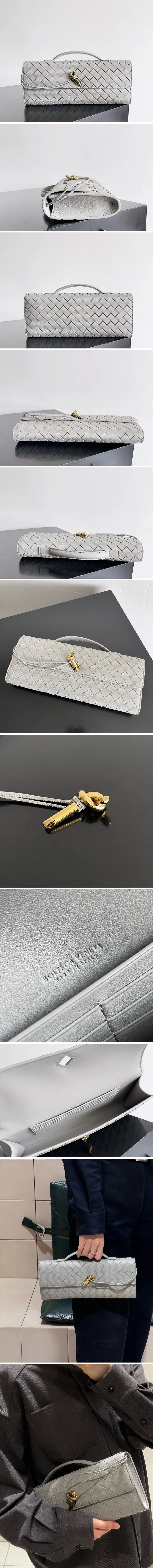 보테가 베네타 24FW 안디아모 인트레치아토 탑 핸들 클러치