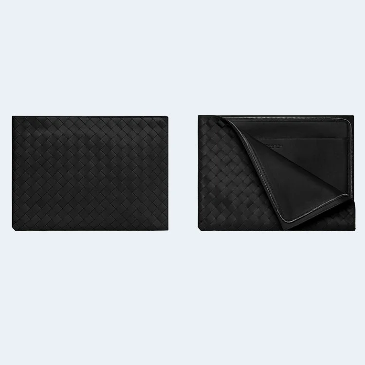 보테가 베네타 인트레치아토 투톤 하프 지퍼 파우치