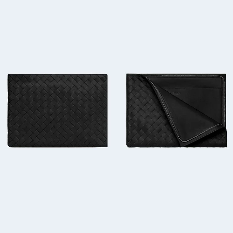 보테가 베네타 인트레치아토 투톤 하프 지퍼 파우치