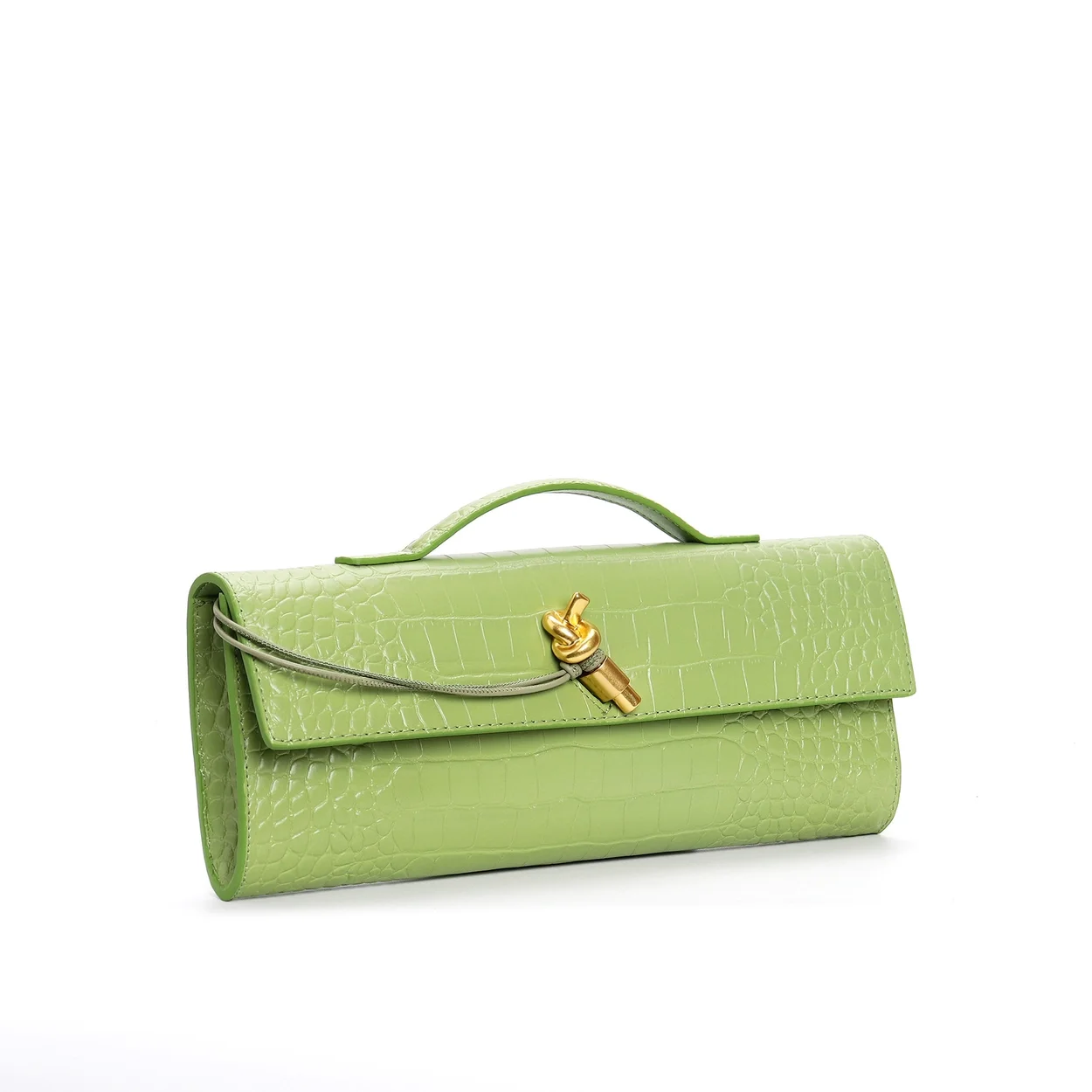 보테가 베네타 크로커다일 롱 핸들 클러치