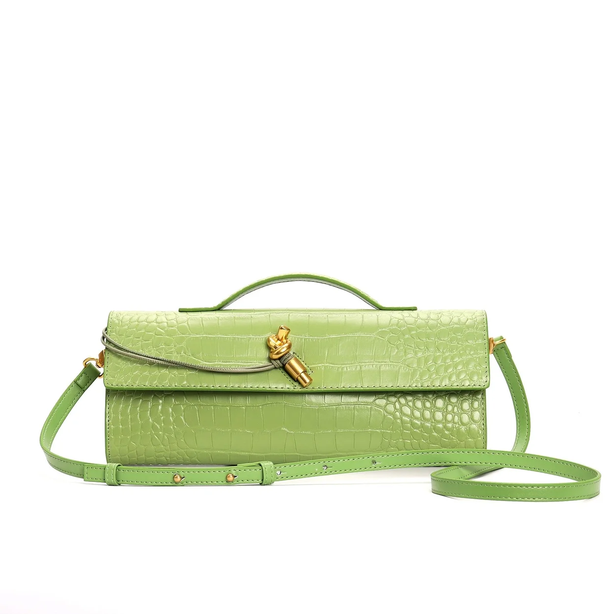 보테가 베네타 크로커다일 롱 핸들 클러치