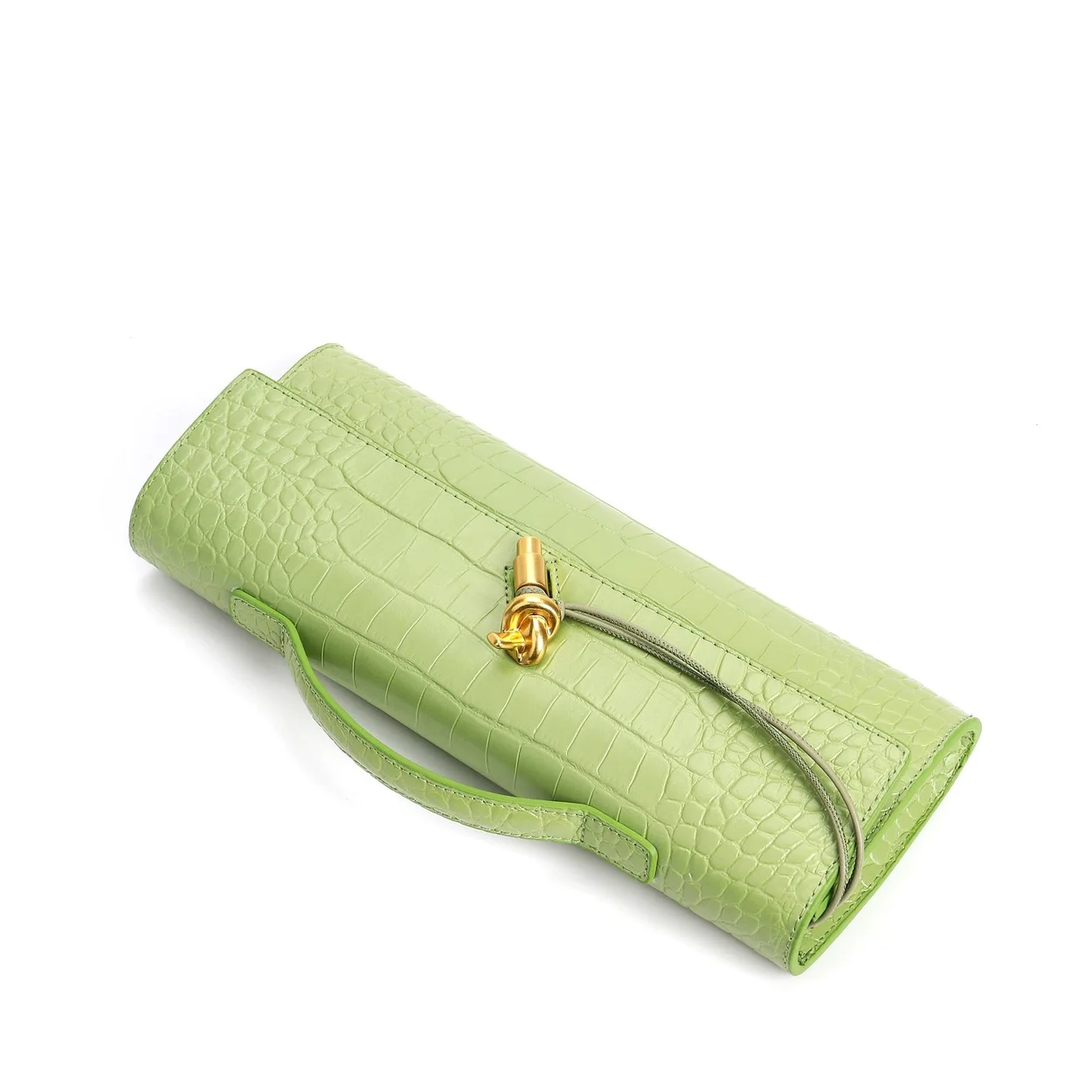 보테가 베네타 크로커다일 롱 핸들 클러치