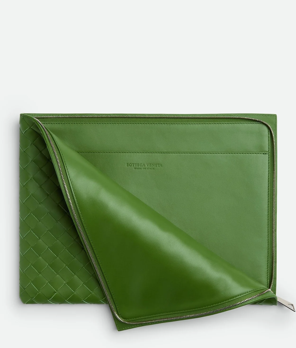 보테가 베네타 하프 지퍼 파우치 아보카도