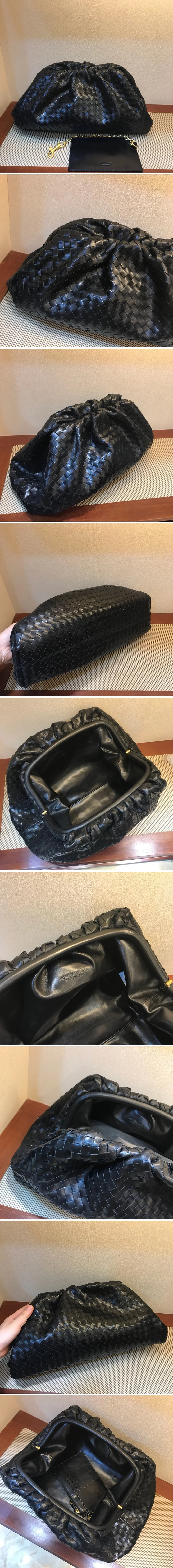 보테가 베네타 레더 파우치백 블랙