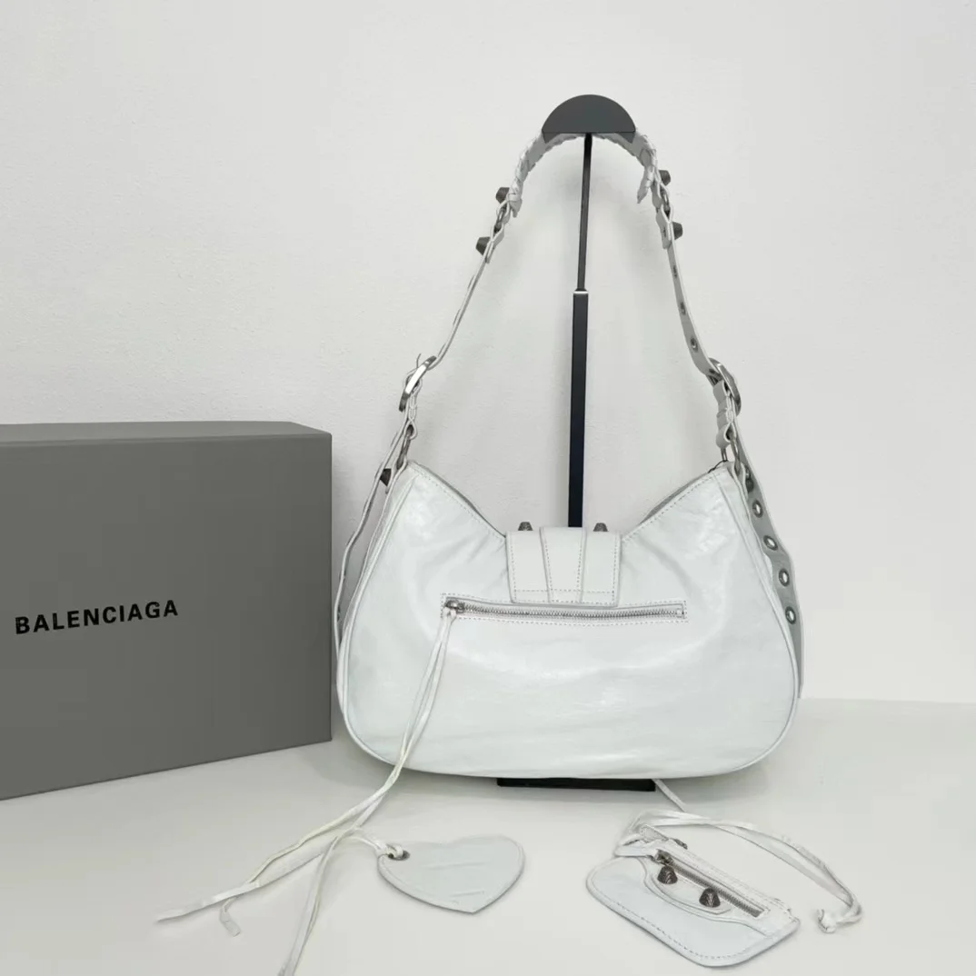 발렌시아가 미디엄 르 카골 핸드백 화이트