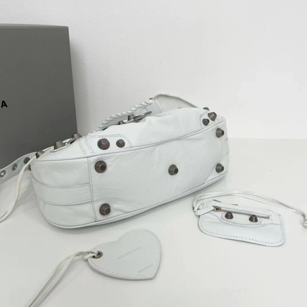 발렌시아가 미디엄 르 카골 핸드백 화이트