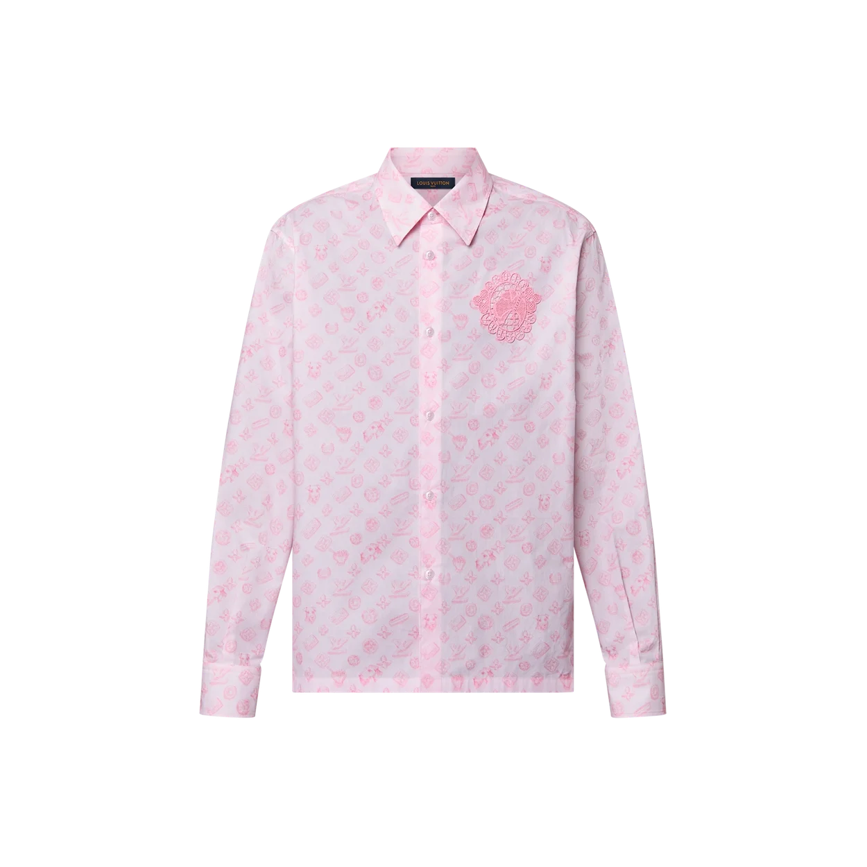 루이비통 모노그램 프린티드 롱 슬리브드 코튼 셔츠 1AFQ03
