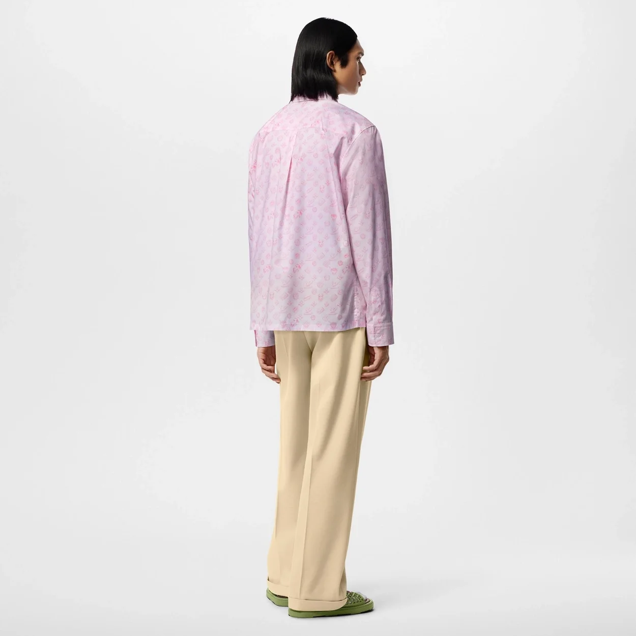 루이비통 모노그램 프린티드 롱 슬리브드 코튼 셔츠 1AFQ03