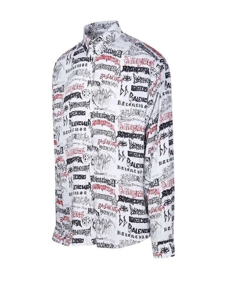 발렌시아가 올 오버 로고 롱 슬리브 셔츠