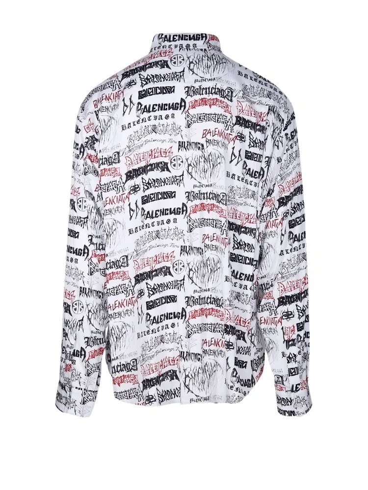 발렌시아가 올 오버 로고 롱 슬리브 셔츠