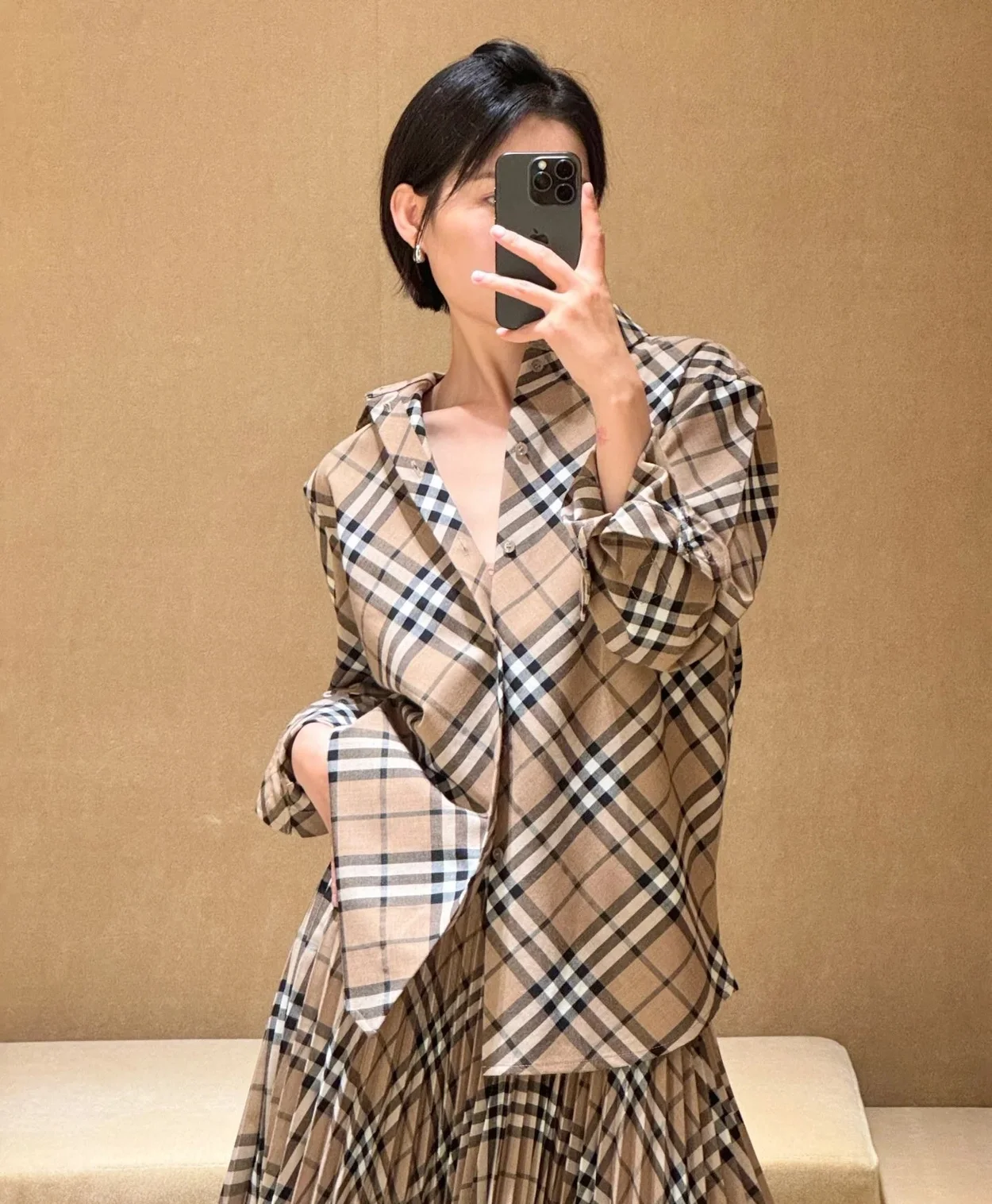 버버리 체크 울 블렌드 셔츠