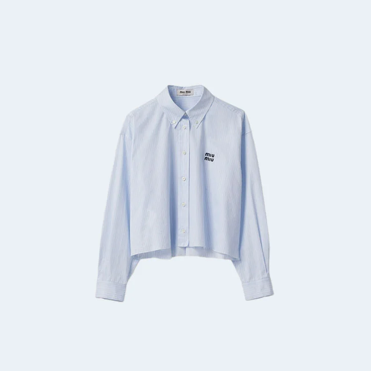 미우미우 스트라이프 코튼 셔츠