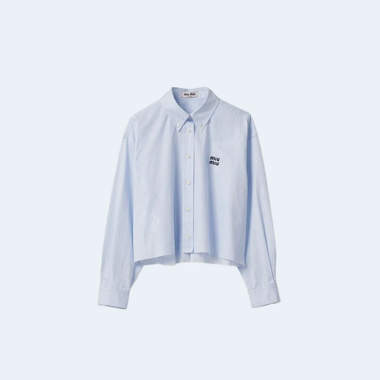 미우미우 스트라이프 코튼 셔츠