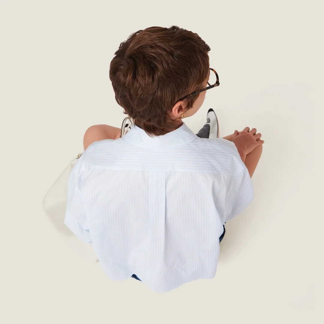 미우미우 스트라이프 코튼 셔츠