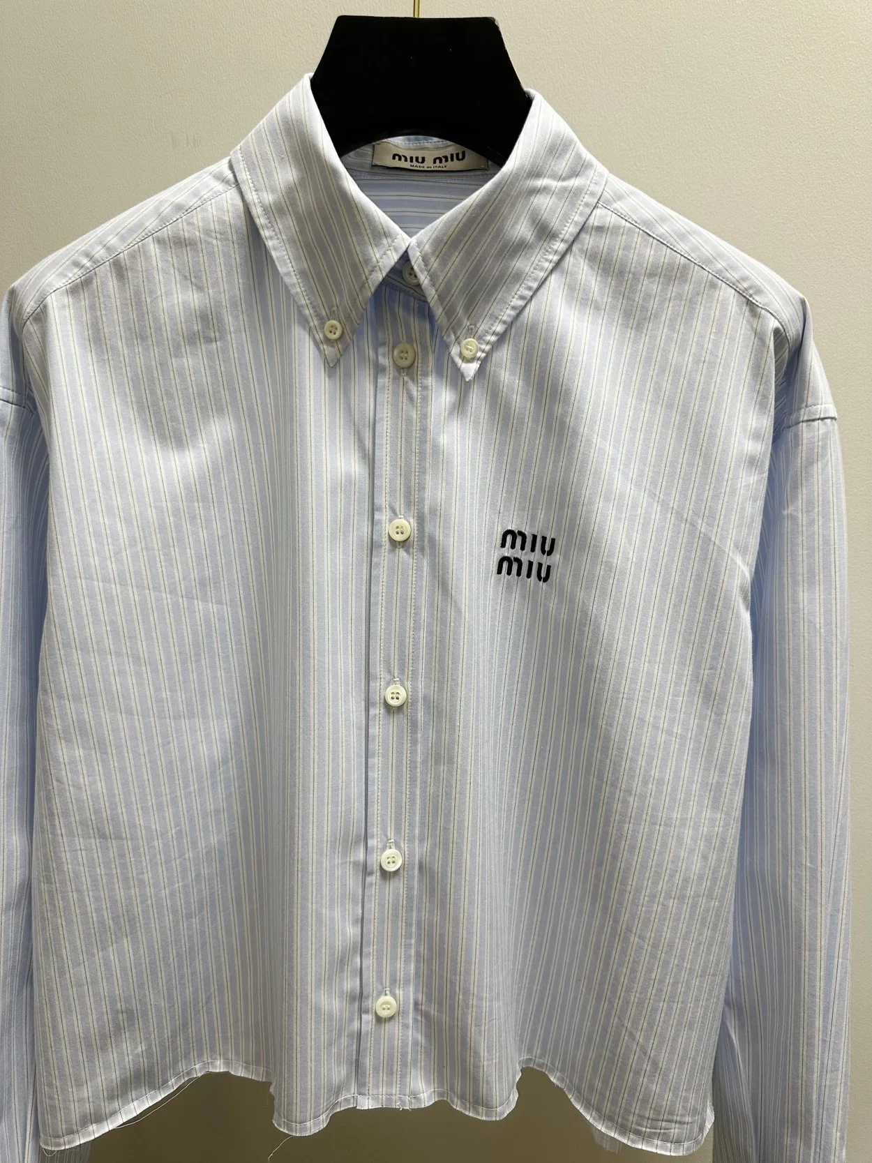 미우미우 스트라이프 코튼 셔츠