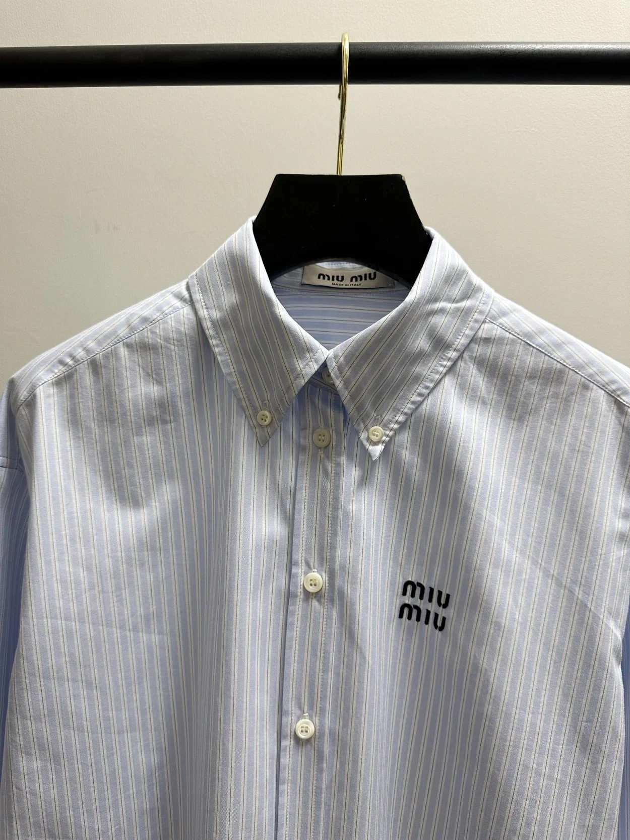 미우미우 스트라이프 코튼 셔츠