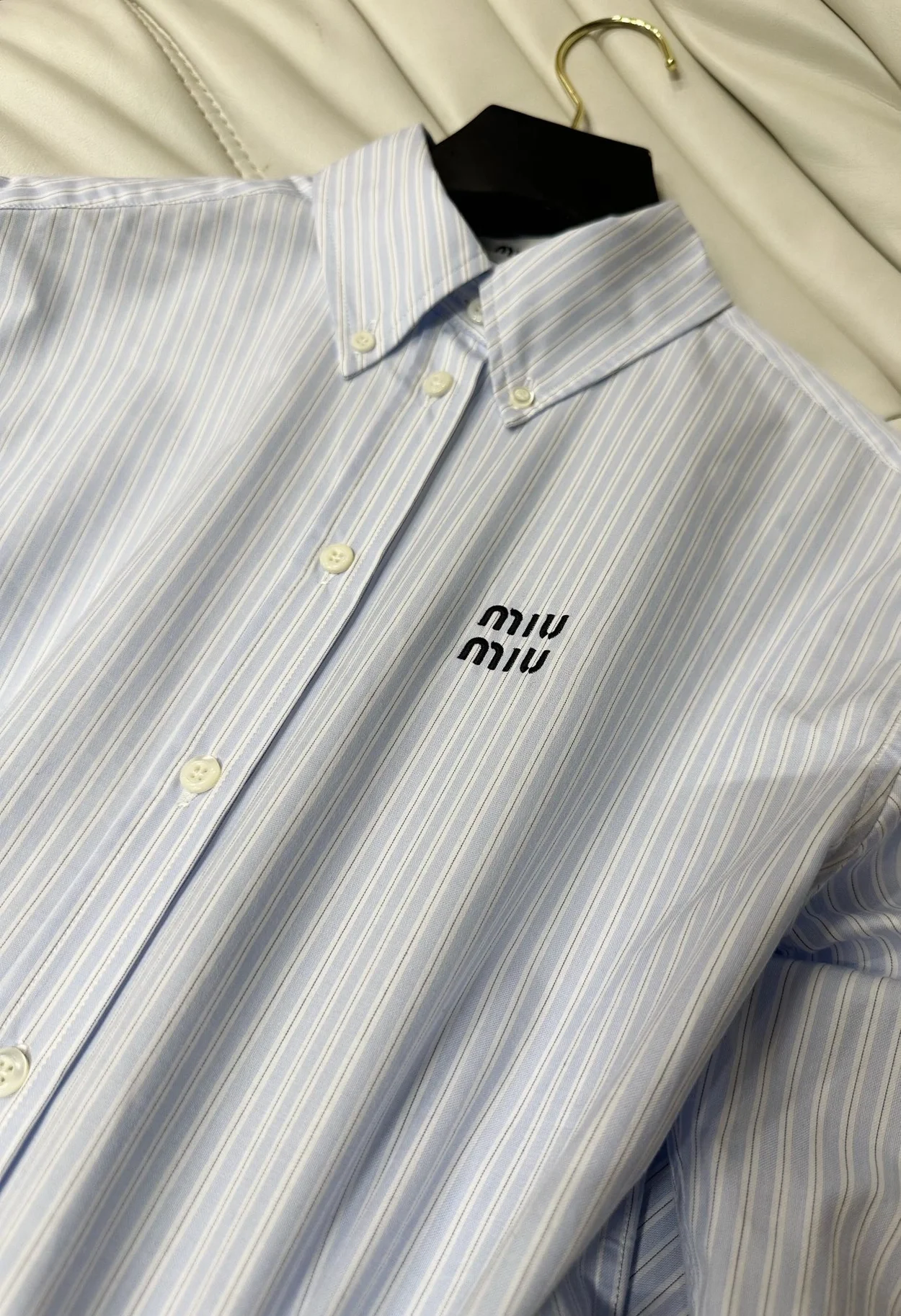 미우미우 스트라이프 코튼 셔츠