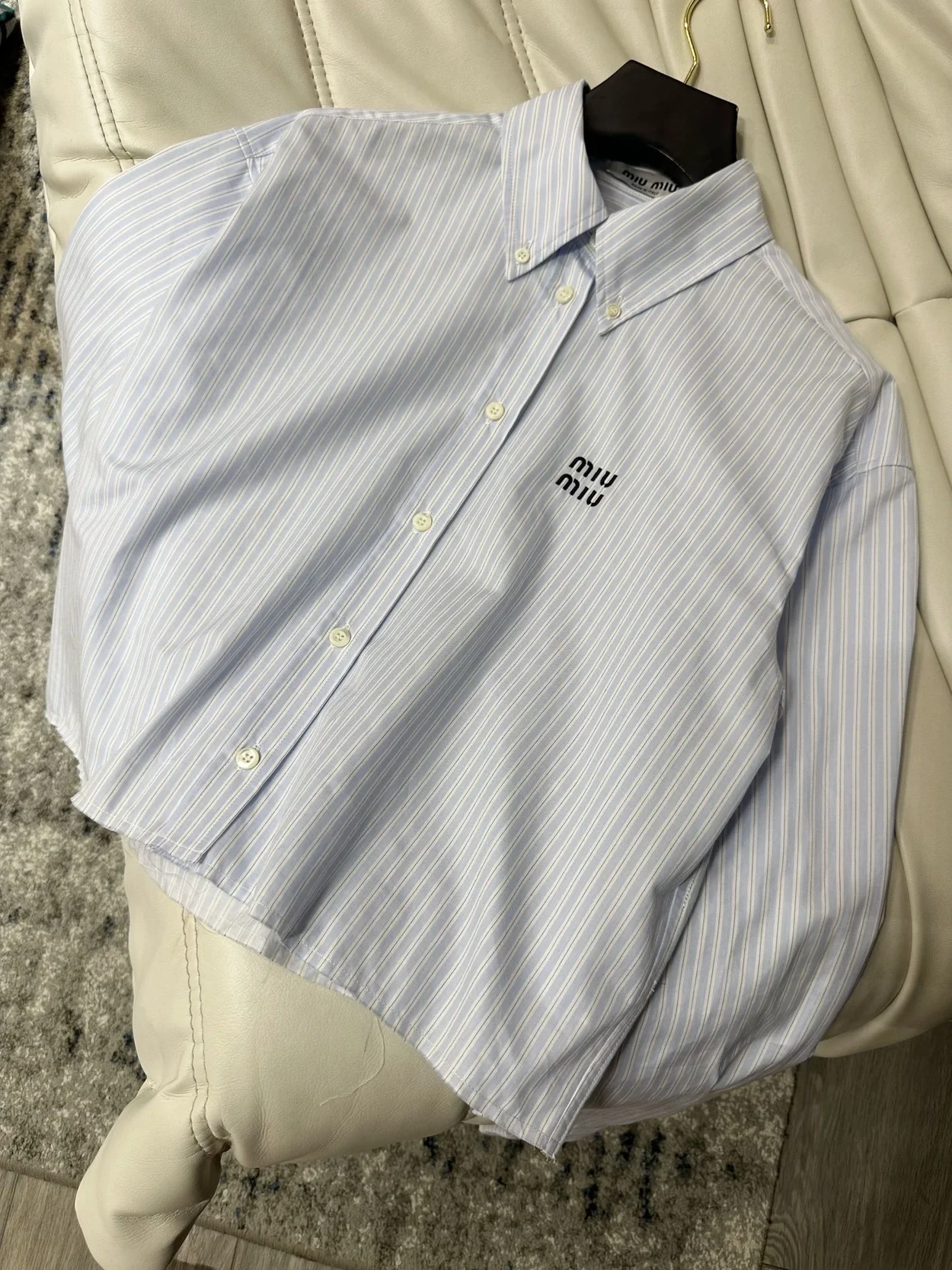 미우미우 스트라이프 코튼 셔츠
