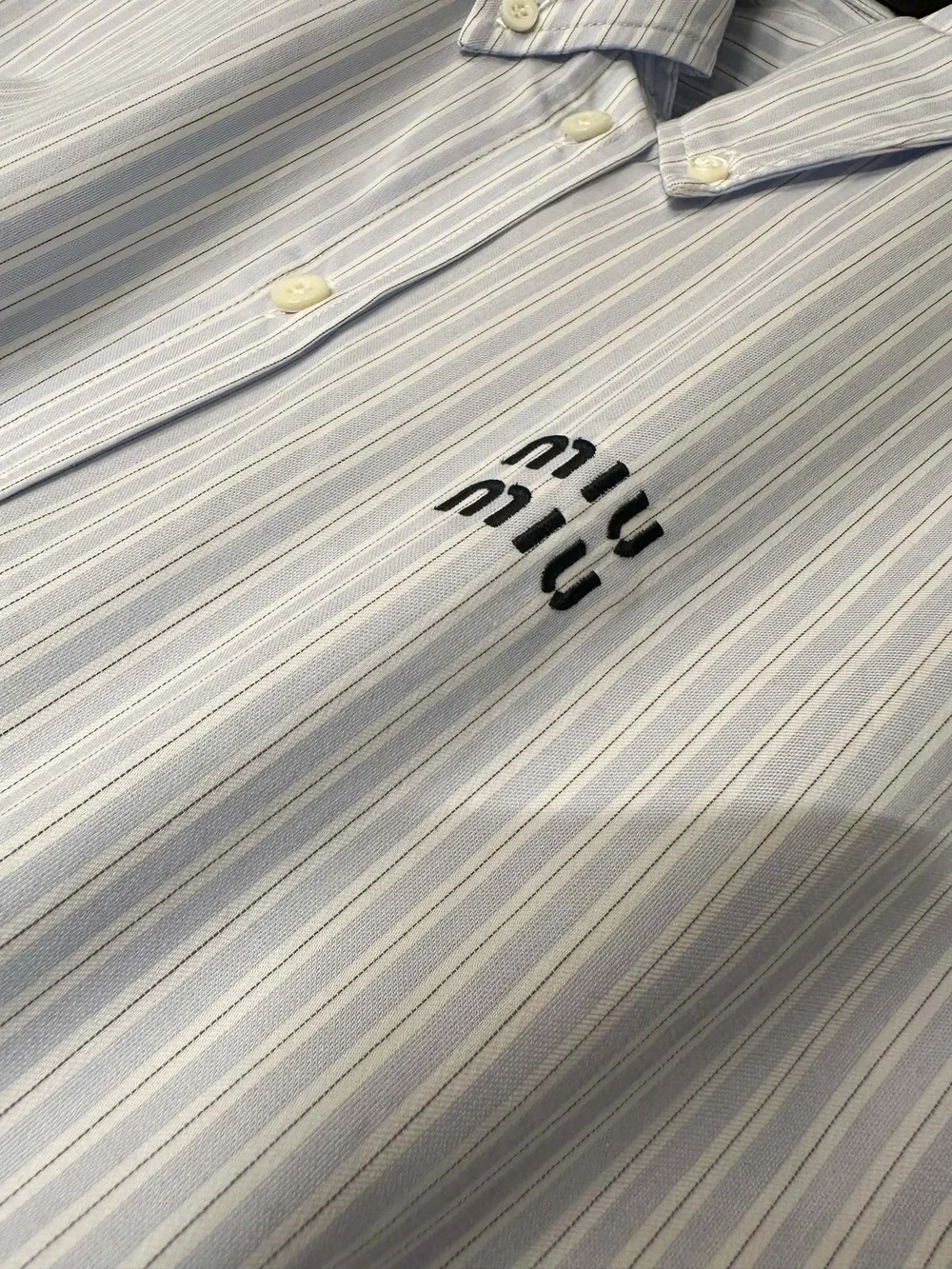 미우미우 스트라이프 코튼 셔츠