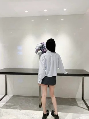 미우미우 스트라이프 코튼 셔츠