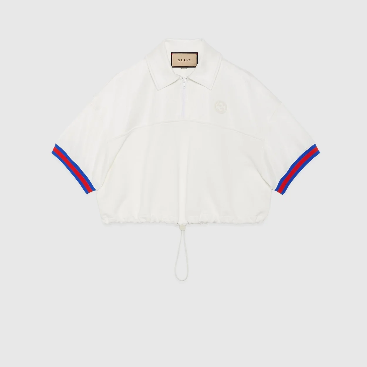 구찌 오프 화이트 웹 저지 폴로 셔츠