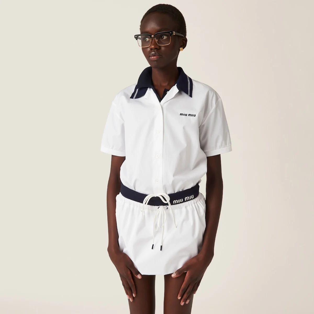 미우미우 포플린 셔츠 화이트