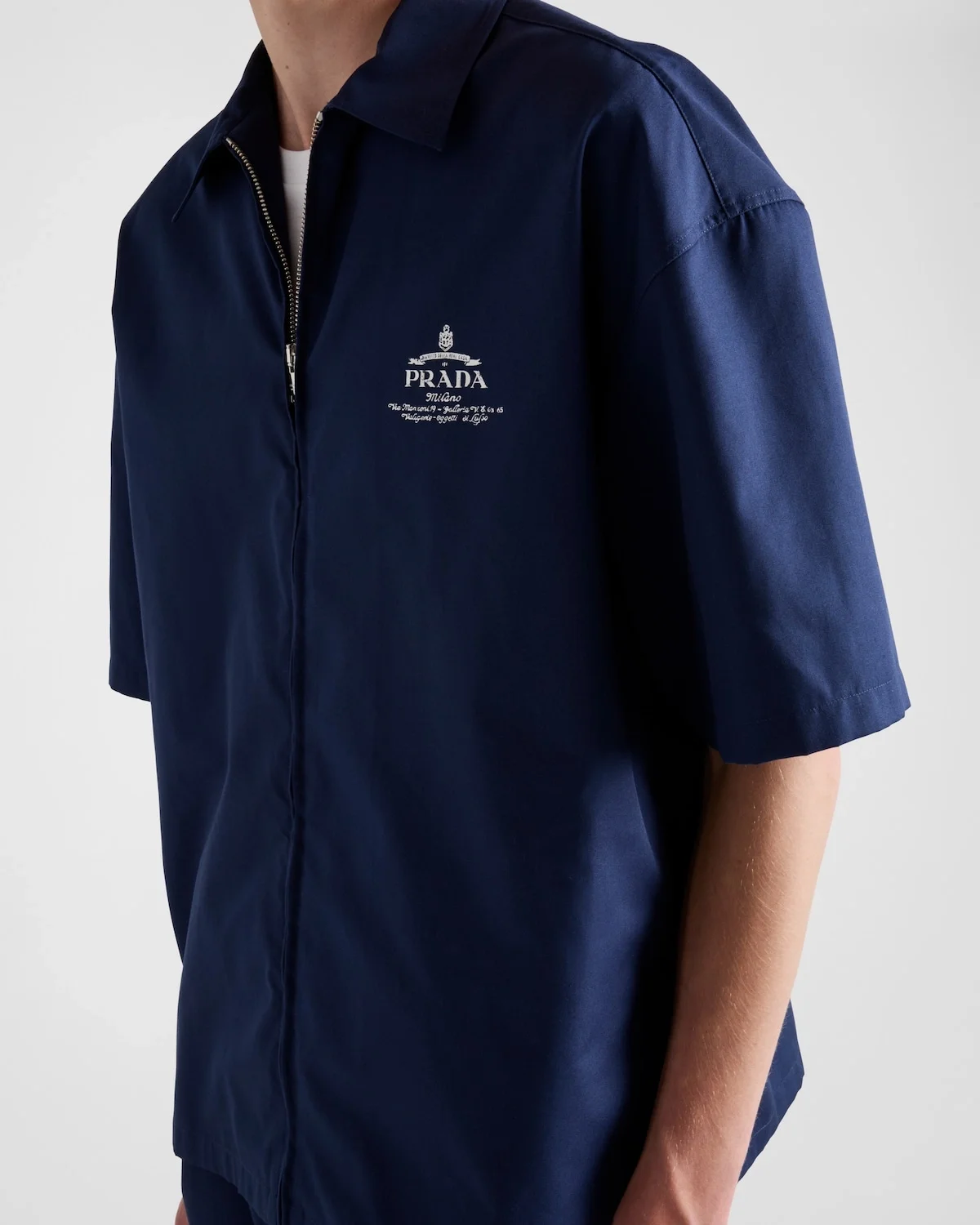 프라다 반팔 테크니컬 코튼 셔츠