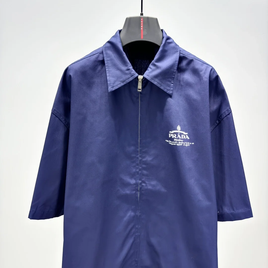 프라다 반팔 테크니컬 코튼 셔츠