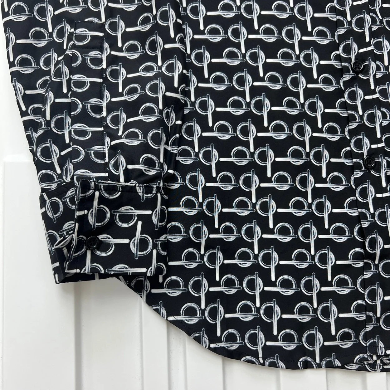 버버리 B 실크 셔츠 실버 블랙