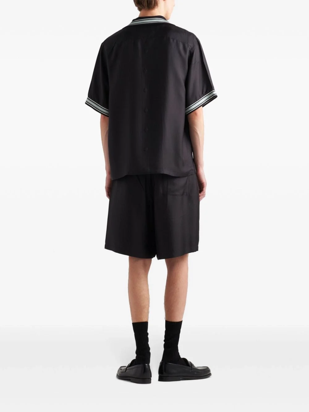 프라다 로고 프린트 실크 셔츠