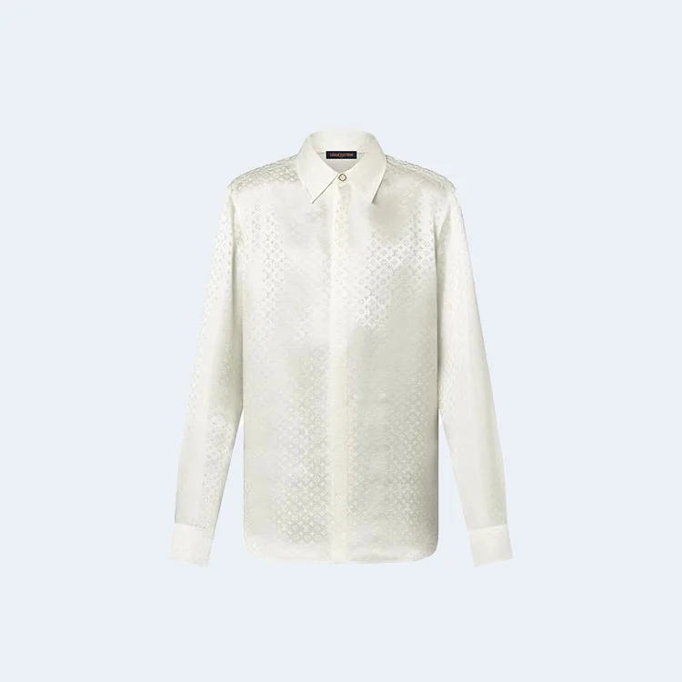 루이비통 모노그램 롱슬리브 실크 셔츠 화이트