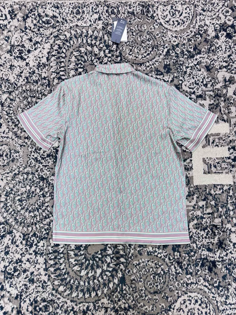 디올 오블리크 블루 실크 트윌 셔츠