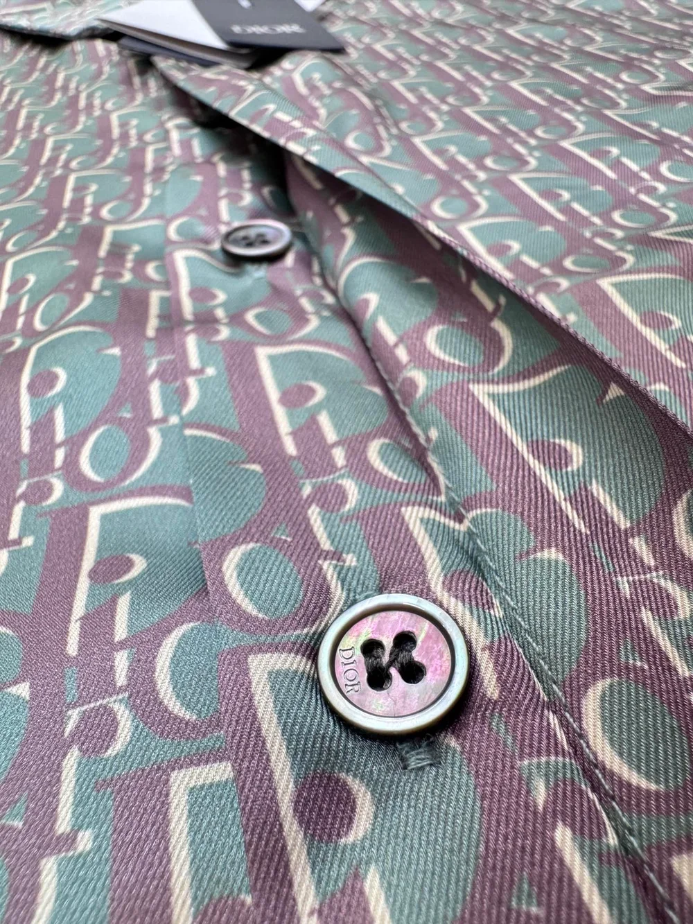 디올 오블리크 블루 실크 트윌 셔츠