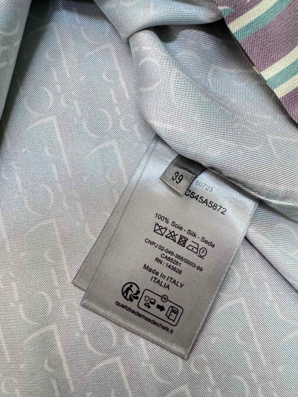 디올 오블리크 블루 실크 트윌 셔츠