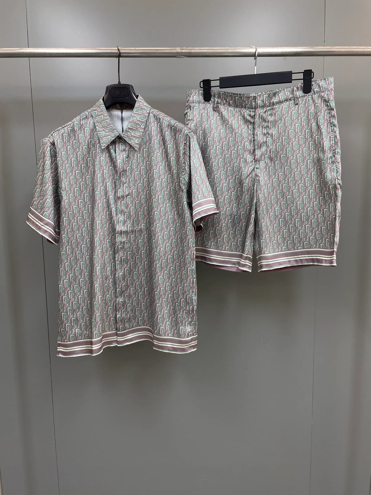 디올 오블리크 블루 실크 트윌 셔츠