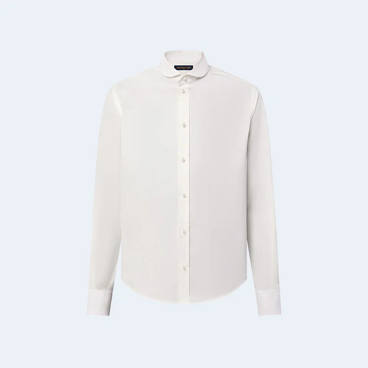 루이비통 펄 버튼 핏티드 롱 슬리브드 코튼 셔츠