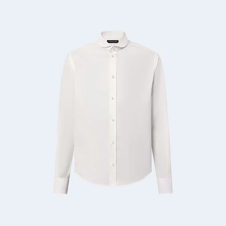 루이비통 펄 버튼 핏티드 롱 슬리브드 코튼 셔츠