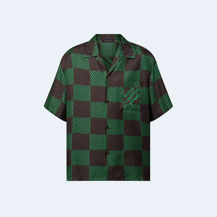 루이비통 오픈 칼라 쇼트 슬리브드 실크 셔츠 1AFJAS