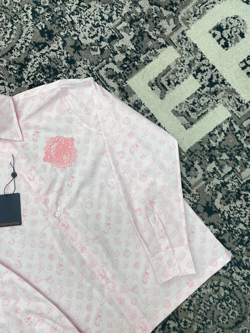 루이비통 모노그램 프린트 긴소매 코튼 셔츠 1AFQ07
