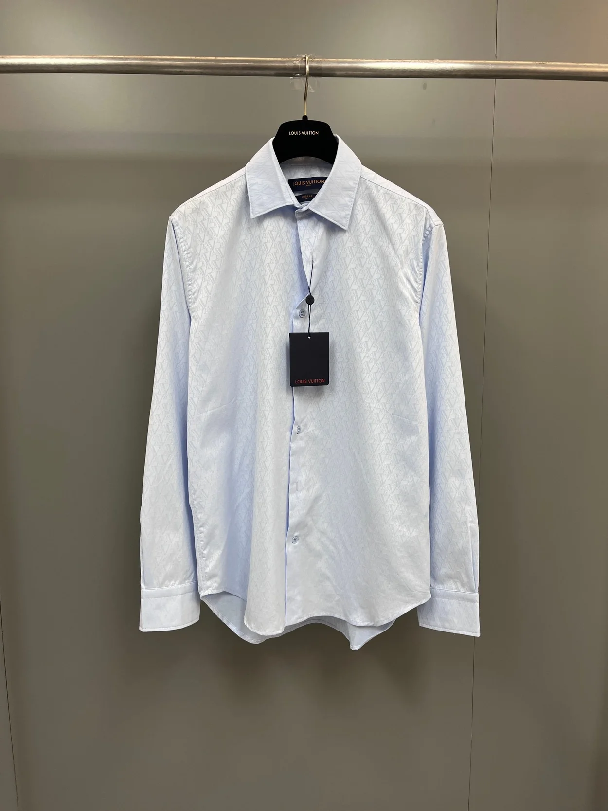 루이비통 롱 슬리브드 코튼 셔츠 블루 1AFJX6